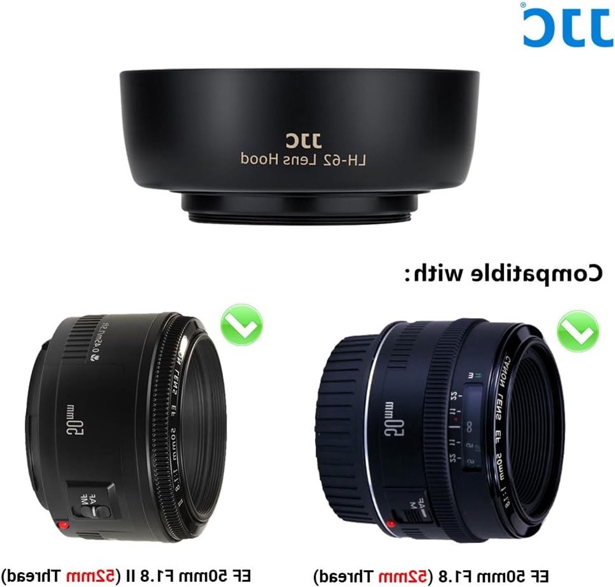 Reversible Lens Hood Shade Protector 52mm voor Canon EF 50mm F1.8 thumbnail 5