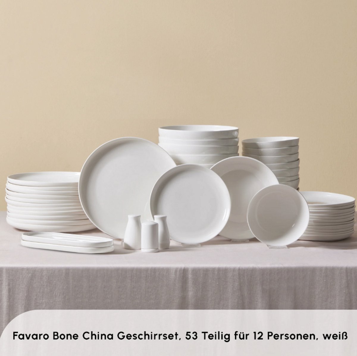 Karaca Karaca Fine Pearl Helen - Serviesset 58-delig – 12 Personen – Vierkant – Echt Parel Servies – Luxe Wit Dinerservies