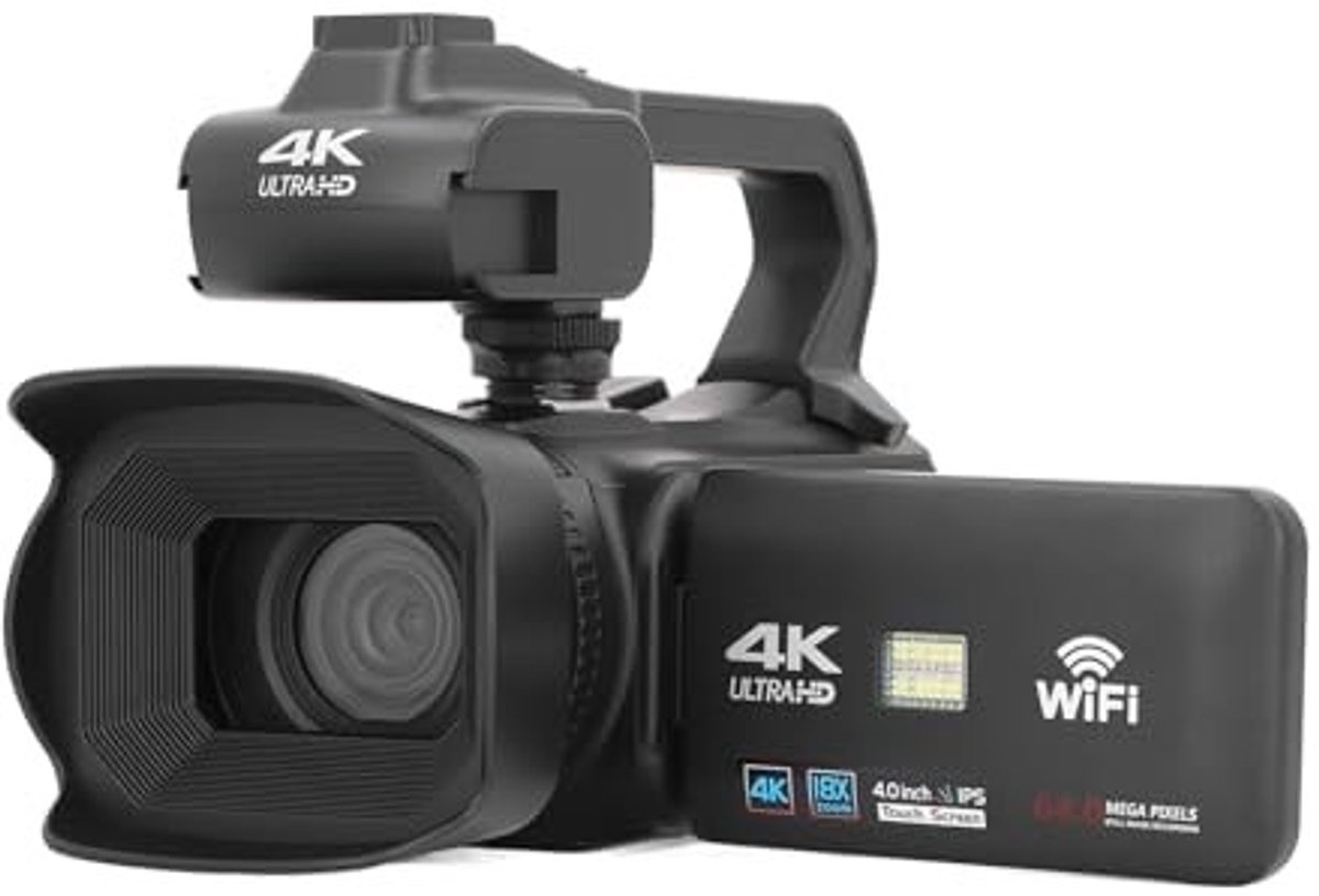 Dailygoody - 4K Videocamera - Vlogcamera - Met Nachtzicht - 64 MP Ultra HD - Digitale Zoom - Voor Creatieve Vloggers - Compact formaat