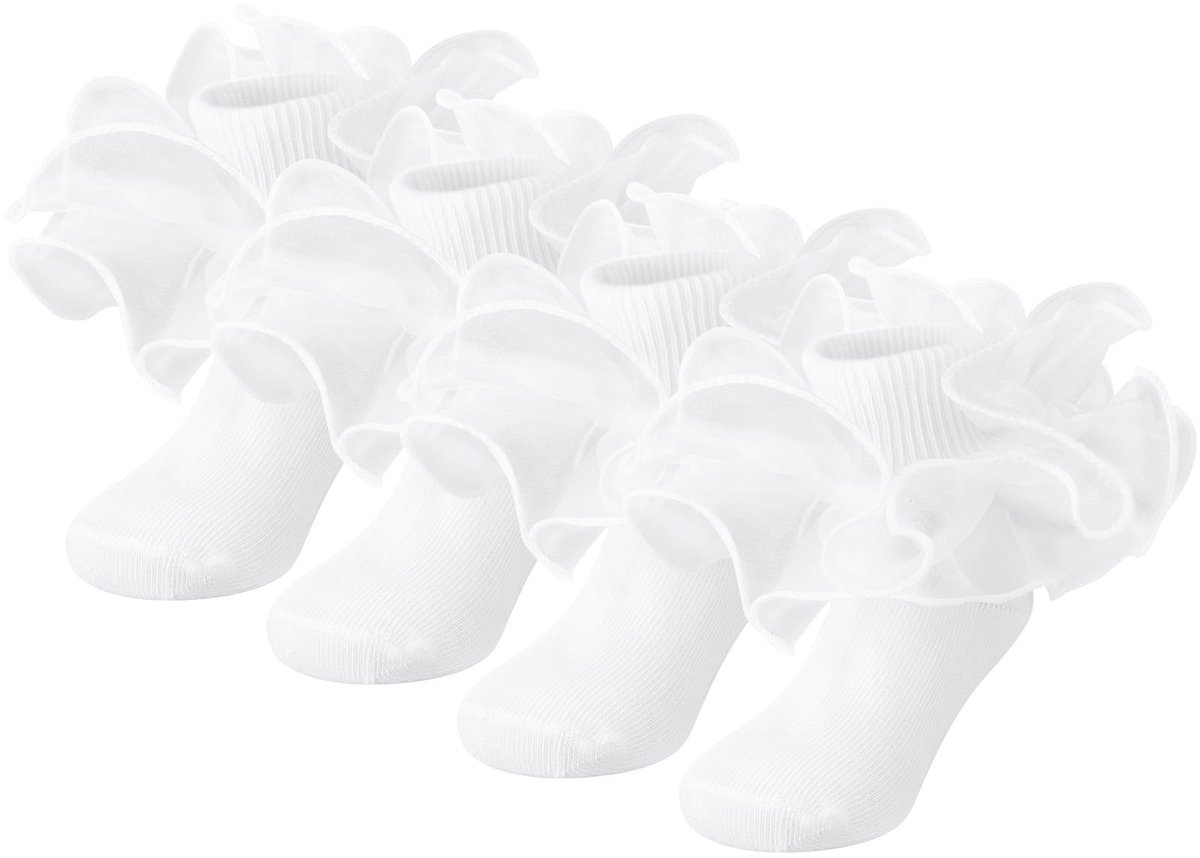 Dailygoody - Peuter Meisjes Roes Sokken - Ruches - Ideaal voor Jurken - Frilly Jurk Sokken - Perfect voor Feestjes - Geschikt voor Kinderen