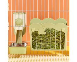 3-in-1 Voeder Set voor Konijnen, Cavia's en Chinchilla's - Hangende Hoofder, Hooi Rack en Voederbak voor Dierenverzorging