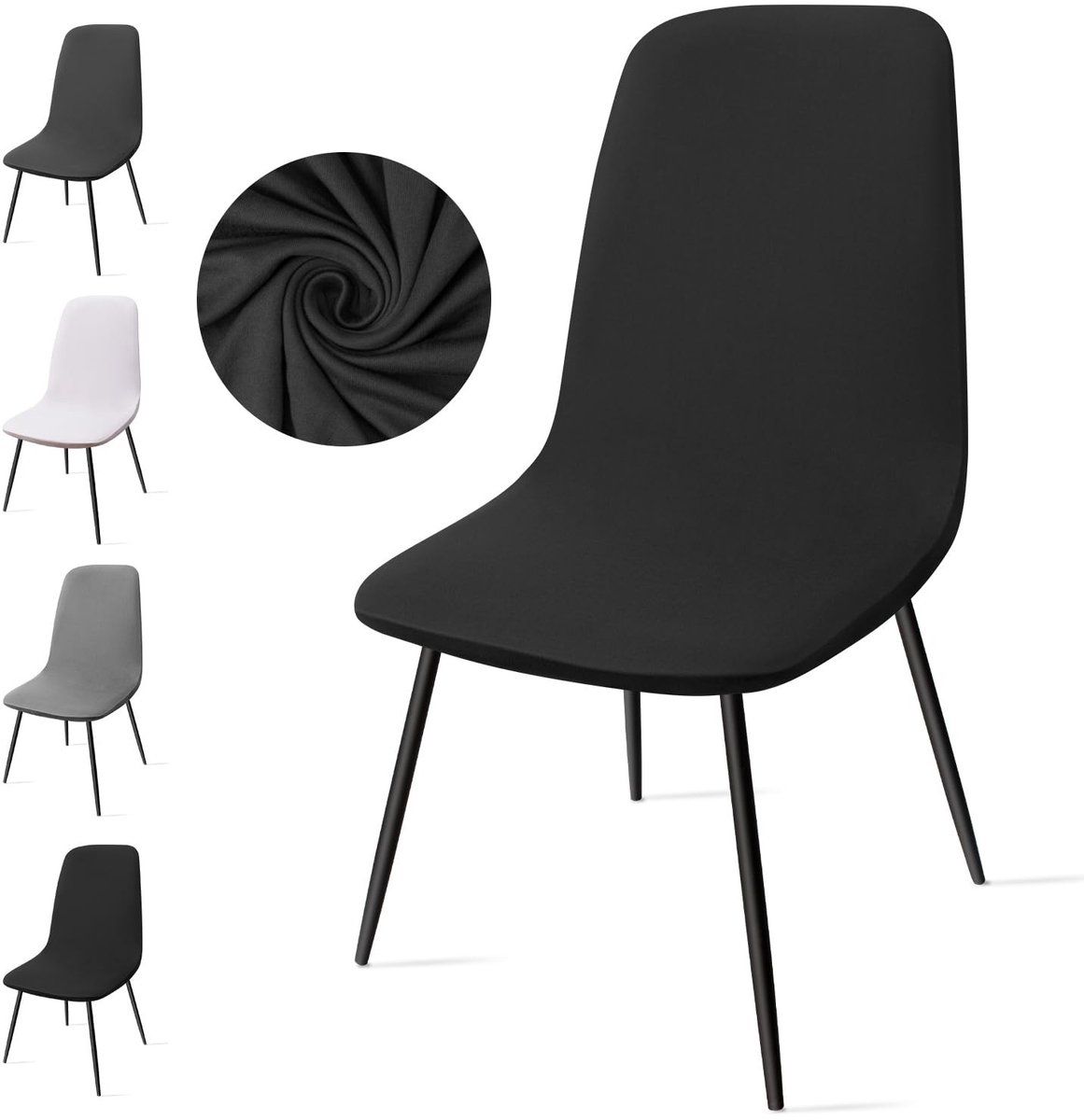 Dailygoody - Stoelhoezen - Afneembare en wasbare hoezen - Modern design - C-Zwart - Elasti