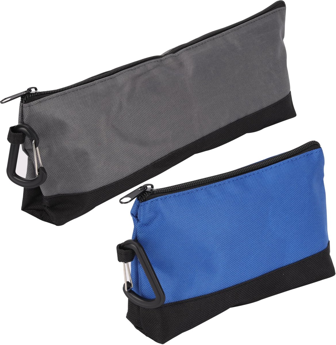 Dailygoody - Gereedschapstas - Set van 2 - Met rits en karabijnhaak - Grijs en blauw - Gereedschapsetui - Voor klein gereedschap - Handig in gebruik
