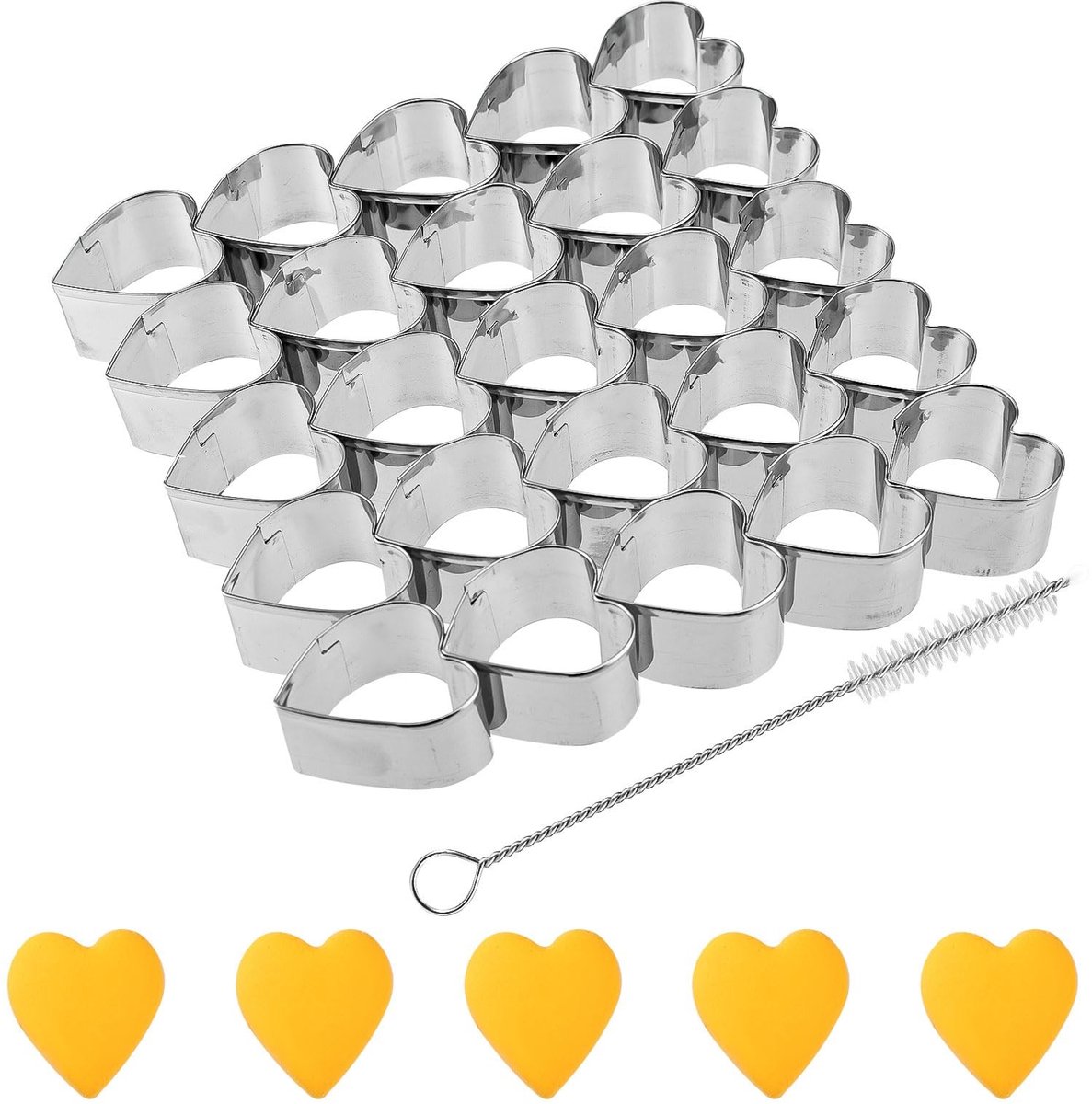 Dailygoody - Hartvormige Koekjesvorm - 25 Holtes - Roestvrij staal - Kleine hartjes - Perfect voor desserts en snacks - Geschikt voor thuis en horeca