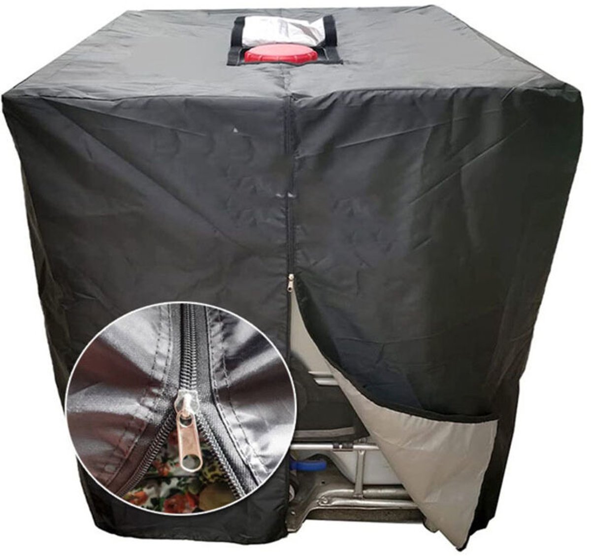 Afdekking geschikt geschikt voor watertank, 1000L IBC-watertankafdekking, met ritssluiting, UV-bescherming en stofdicht, waterdichte 1000L-watertankafdekking, 210D Oxford-doek, regenwatercontainer.