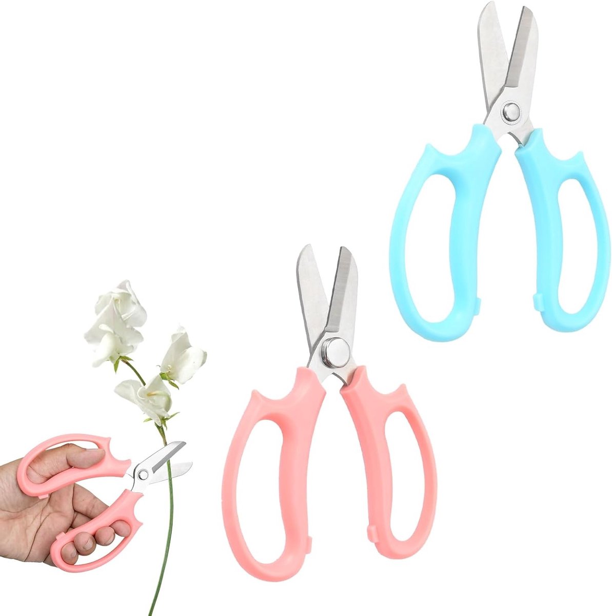 Professionele Bloemenschaar en Tuinschaar voor Nauwkeurig Snoeien van Planten en Bloemen (Roze, Blauw)