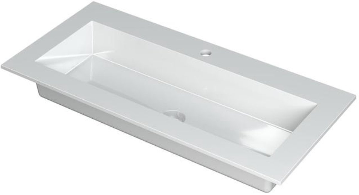 INK Kraft Wastafel Enkele Bak 1 Kraangat - 1000x450x10 mm - Glans Wit