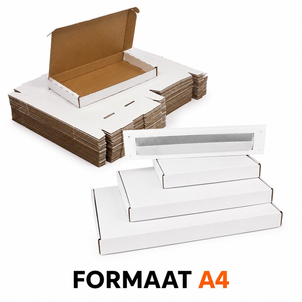 25 Witte Standaard Brievenbusdozen Formaat A4 - 31 x 21,5 x 3 Cm / Platte dozen voor brievenbus met bovenklep / Verzenddoosje / Postdozen