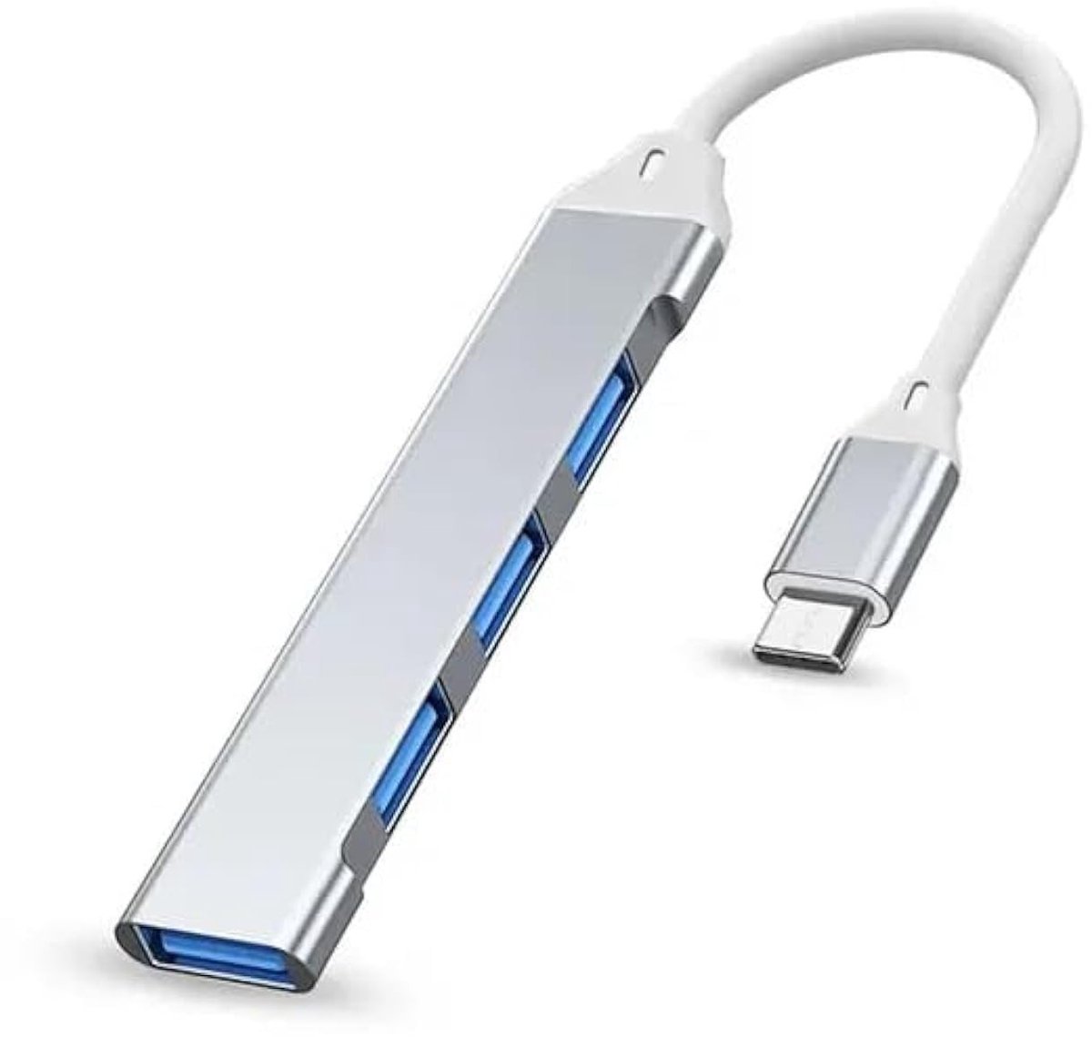 ONF3 - USB-Uitbreider - 4 Poorten - Type-C Naar USB 3.0 Dongle - Ultra Slank - Compatibel Met Windows - Space Silver - Ideaal Voor Laptop En Tablet