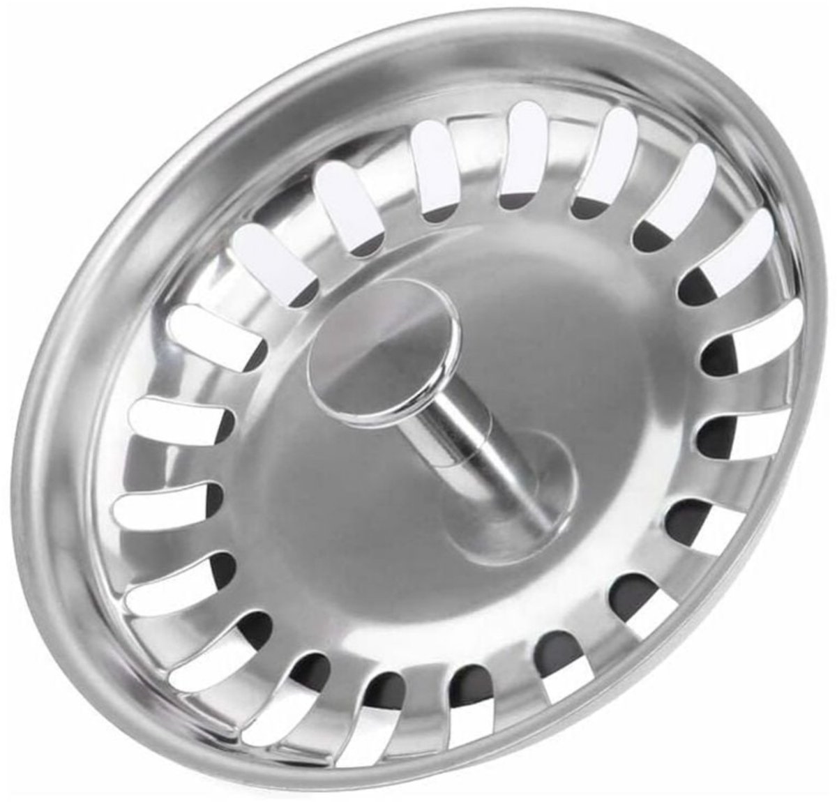 TOVBMUP Korfplug Afvoerplug - Gootsteenzeef - Geen Verstopping – Spoelbak zeef - Afvoerstopper - Korfplug - Gootsteenstop - Witte zeebkörbchen - Mandplug - Anti-verstopping - 79 mm - RVS
