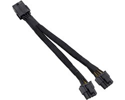 VGA PCI-e 8Pin Splitter Kabel voor Grafische Kaarten - 20cm Power Sleeve Extensie voor Dual 8(6+2) Pin Verbindingen