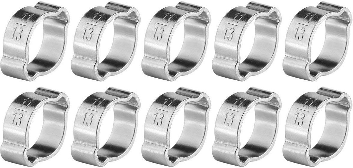 Allecto - Slangenklemmen - 10pcs Slangenklemmen - Roestvrij staal - 5-23mm - Verstelbare Slangenklem - Voor brandstofslang - Zilver-grijs