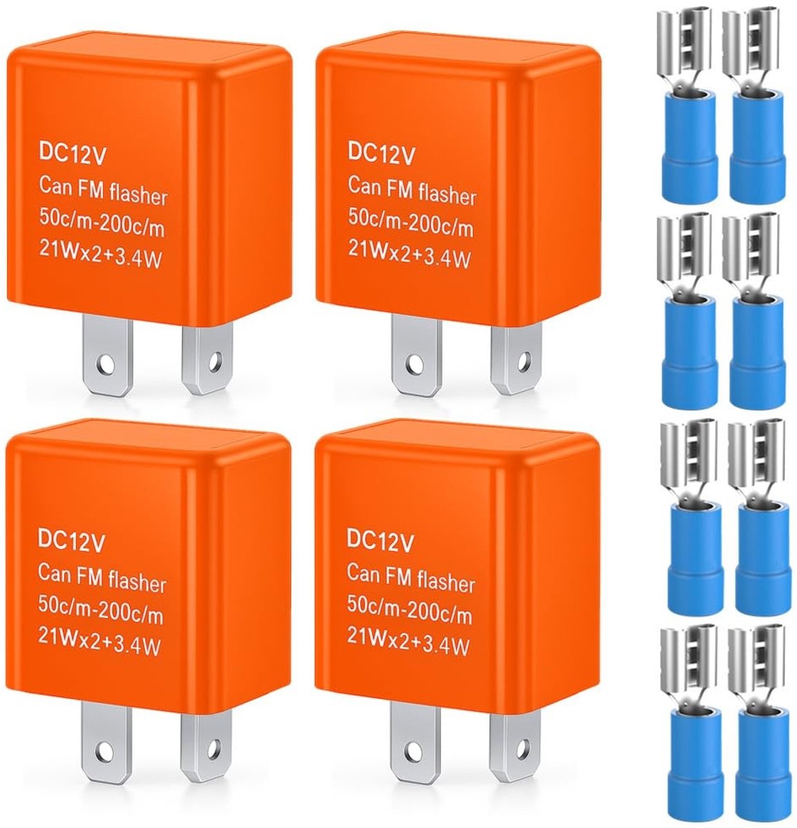 Dailygoody - Knipperrelais - 12V 2Pin - Snelheid Verstelbaar - Oranje - LED Richtingaanwijzer - Hyper Flash Indicator - 4 Stuks