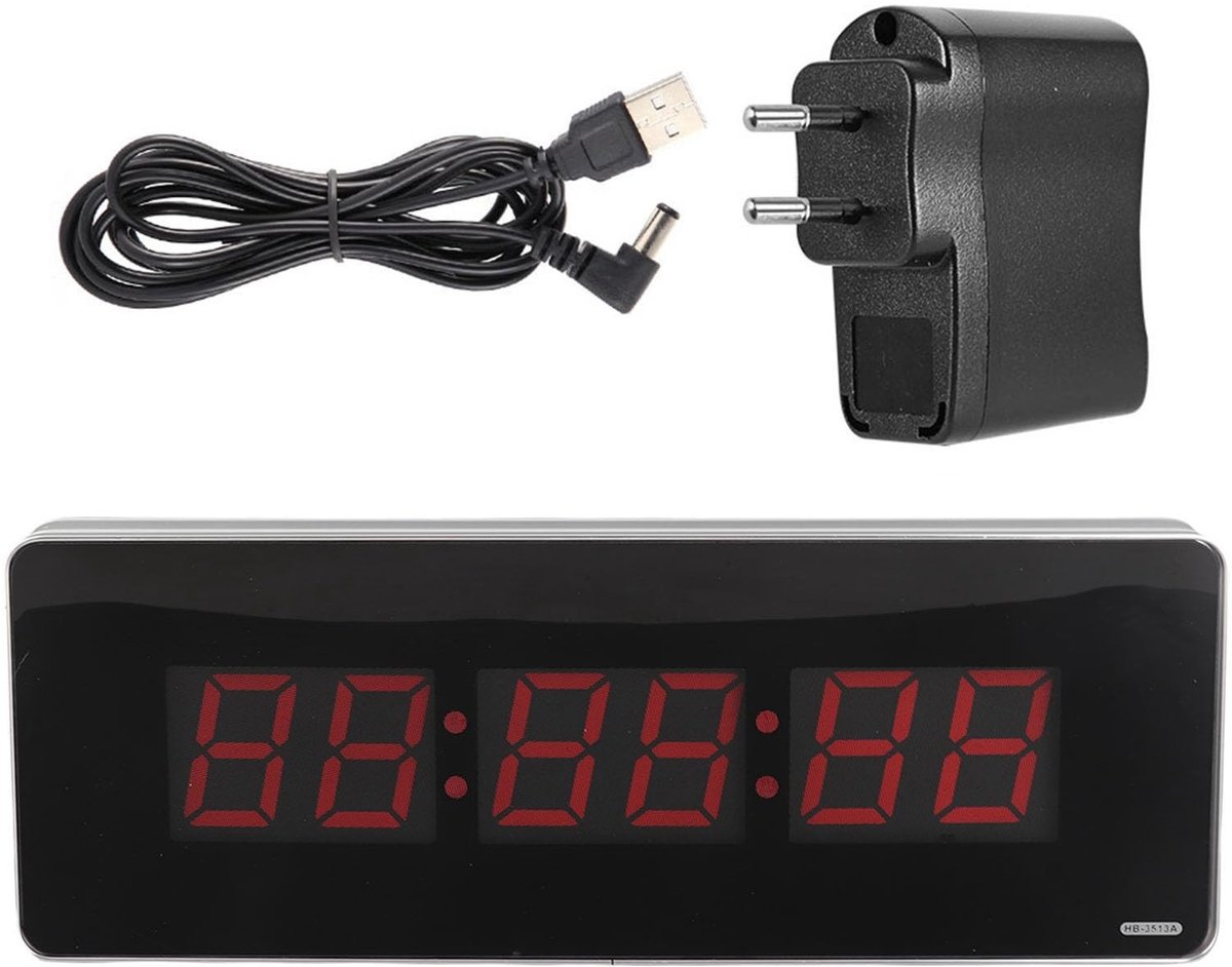 Digitale LED wandklok voor kantoor en woonkamer met uren, minuten en seconden display 36x13x3cm, 110-240V, modern design en energiebesparend