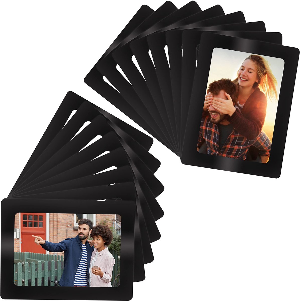 Dailygoody - Magnetische Fotolijstjes - Foto Collage - 15 Stuks - Zwart - Herbruikbaar - V