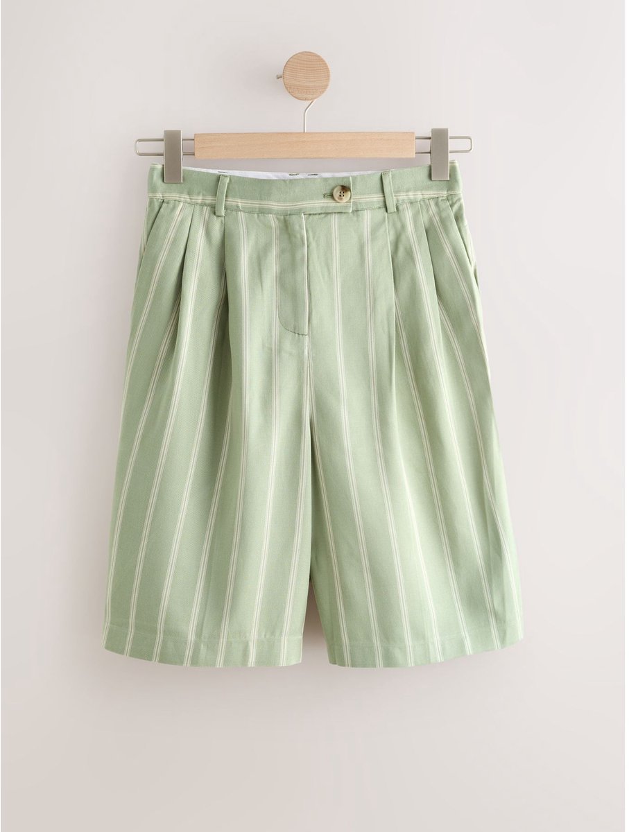 Next - Dames - N. Premium bermudashort met linnen - Groen