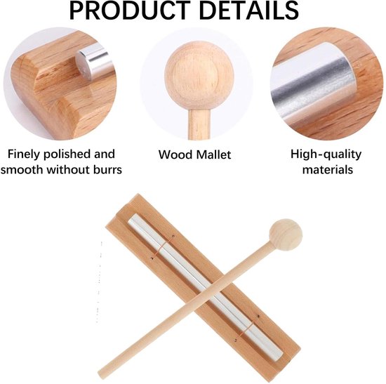 Dailygoody - Percussiebel - Meditatiebel voor yoga - Helder geluid - Tubular-belletjes voor ontspanning - Geschikt voor meditatie en klassenmanag — afbeelding 5