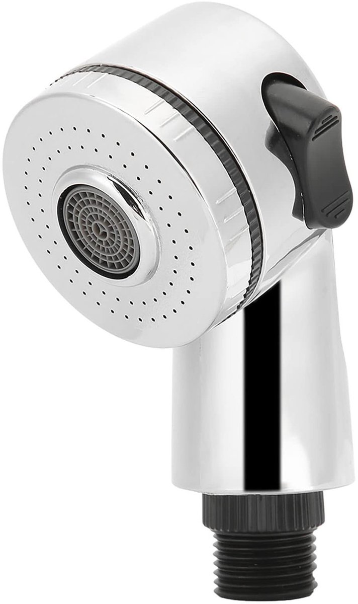 Solidchoice - Dailygoody - Handdouchekop - Douchekop voor Kapsalon - 2 Functies - Zilver/Zwart - Shampoo Adapter - Ideaal voor Barbershops - Douchekop met Massagefu.