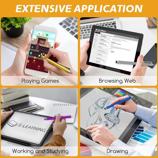 Sander Shop 10 stuks Meerdere kleuren universele capacitieve touchscreen pennen voor iPad, tablets, pad Mini, iPad Pro, iPad Air, Samsung Galaxy met ultragevoelig, precisie schrijven en tekenen Willekeurige kleur van sander-shop — afbeelding 5