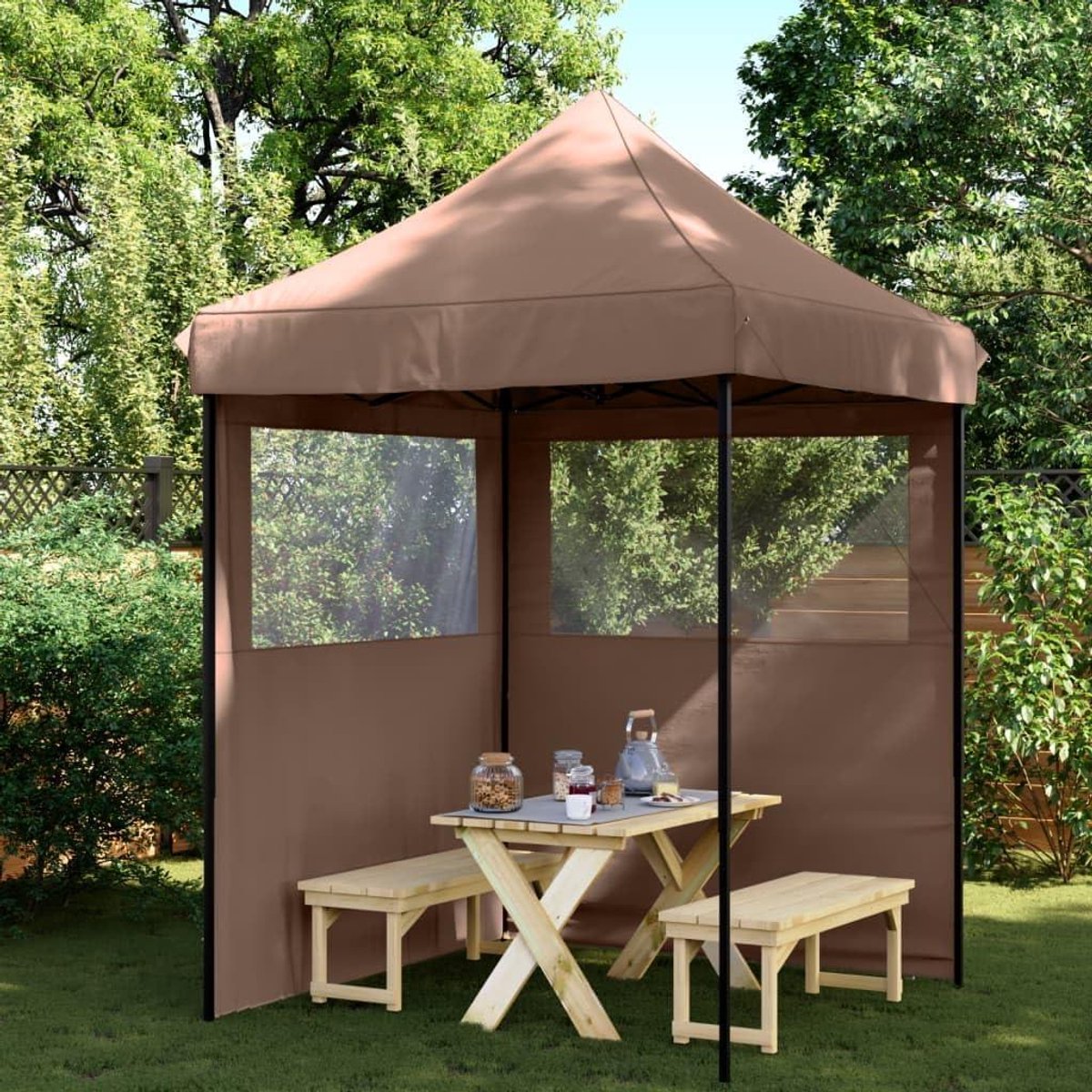 Pop-up Partytent - Opvouwbare Tent - Feestelijke Bijeenkomsten - Inclusief Zijwanden - 200 x 200 cm - Bruin