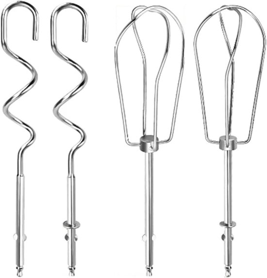Mixer Accessoires Set - Garde Klopper - Bakken Mixen - Roestvrij Staal - 4 Delig - Zilver — afbeelding 5