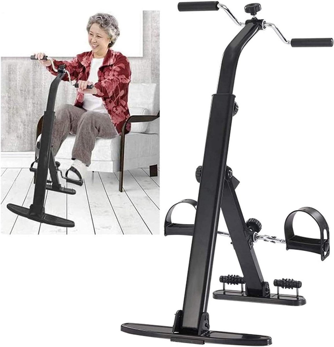 Opvouwbare Hometrainer - Pedaltrainer Armen Benen - Bloedsomloop Verbeteren - Stille Soepele Werking - Verstelbare Weerstand - Zwart