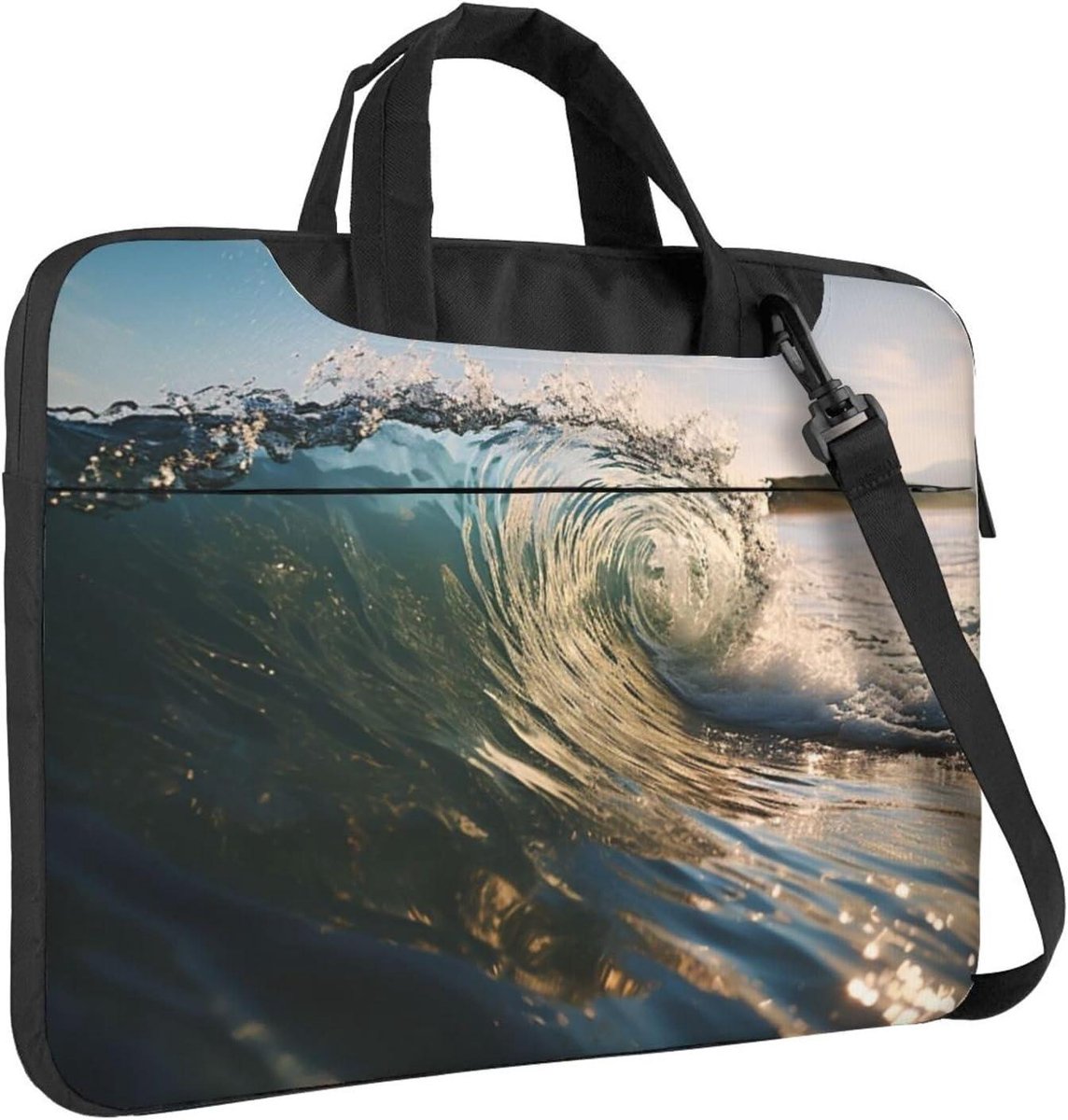 Laptop Tas - Schoudertas Computer - Veilig Vervoeren - Water Wave Print - 156 inch - Blauw
