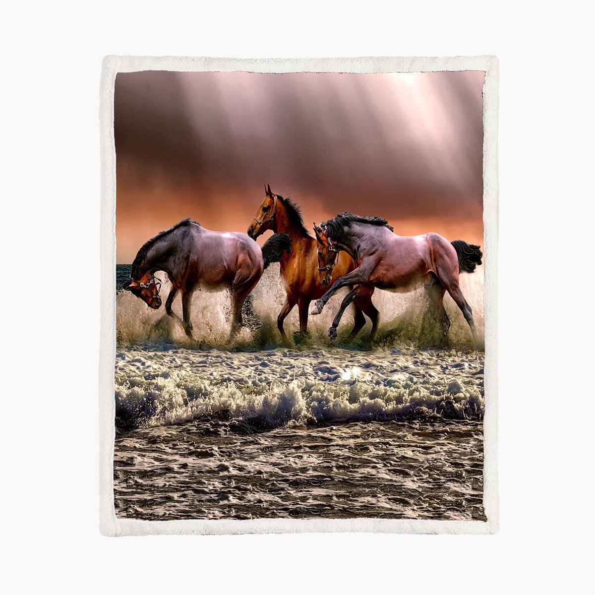 Paarden Fleece Deken 130*150cm Running Dark Horses