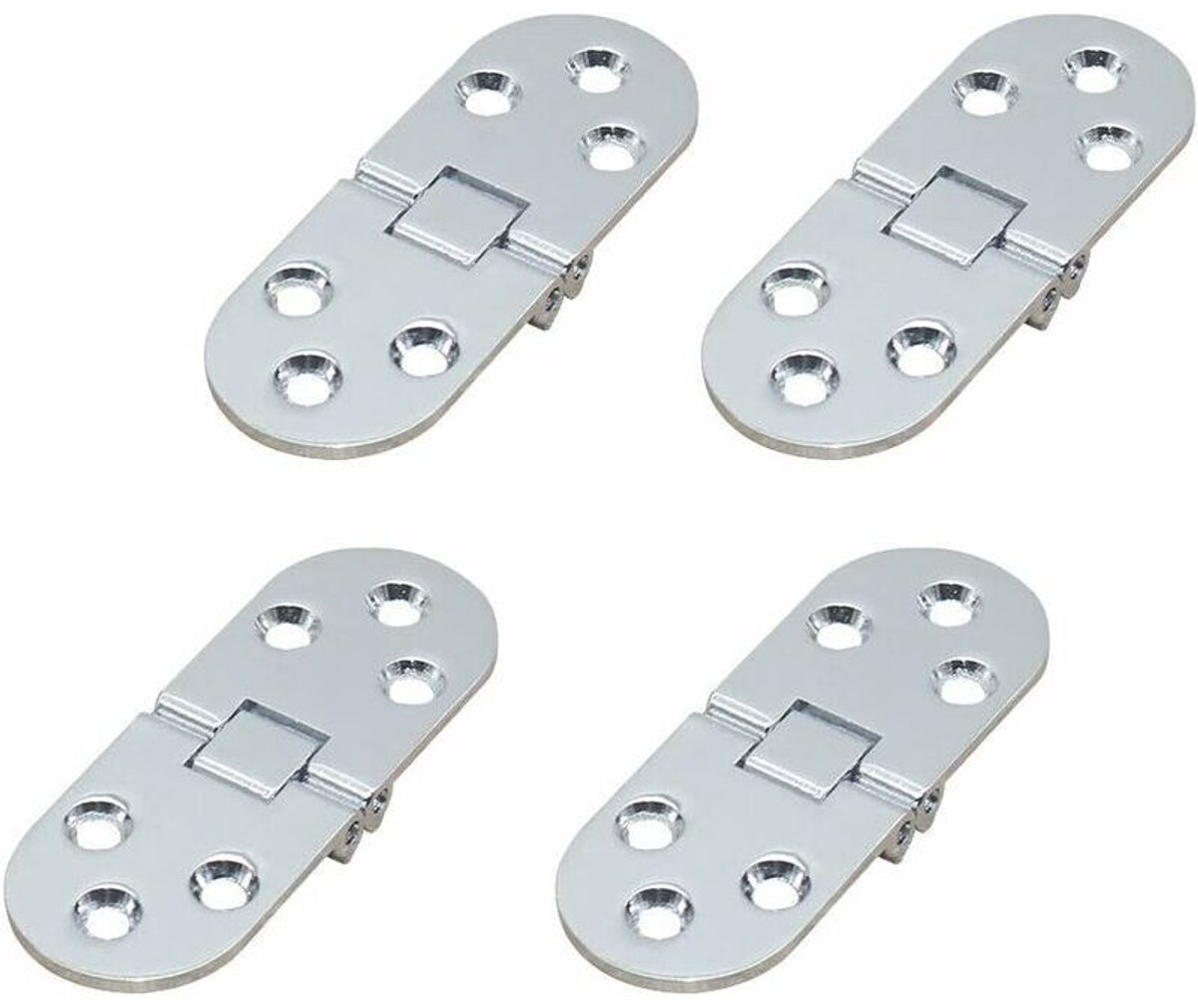 Vierdelig meubelscharnier – Zinklegering – 7,9 cm x 2,9 cm – 2 mm dik – Geschikt voor klaptafels en naaimachines