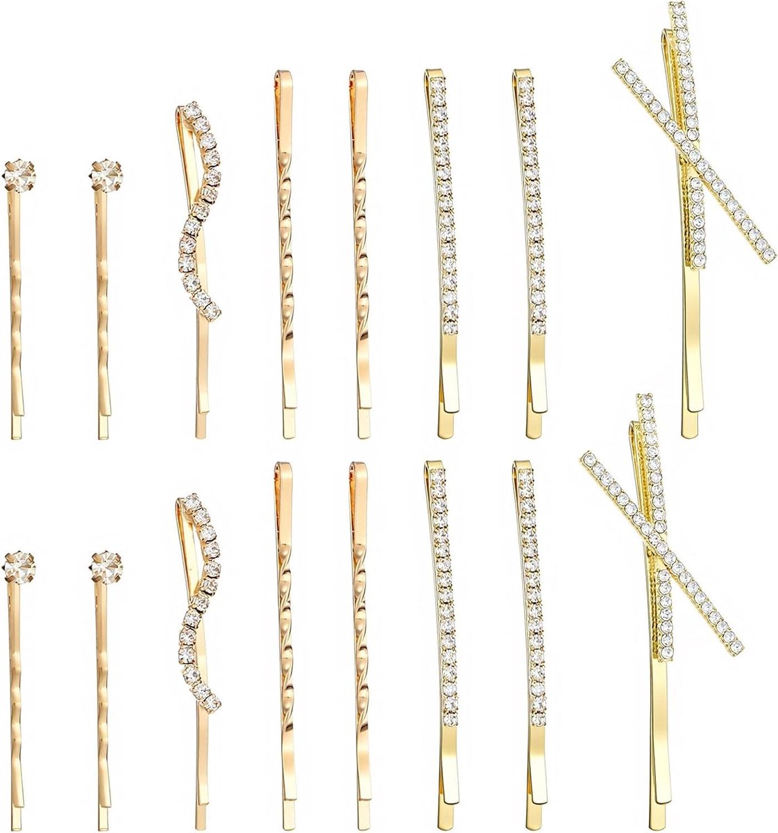 Strass Haarspelden - Kristal Clips - Haar Styling - Elegant Ontwerp - 16 Stuks - Zilver