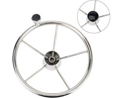 FreeTec 5 spaken 13-1/2 inch roestvrijstalen stuurwiel bootstuurwiel stuurwiel boot schip jacht met knop 9310SRF1