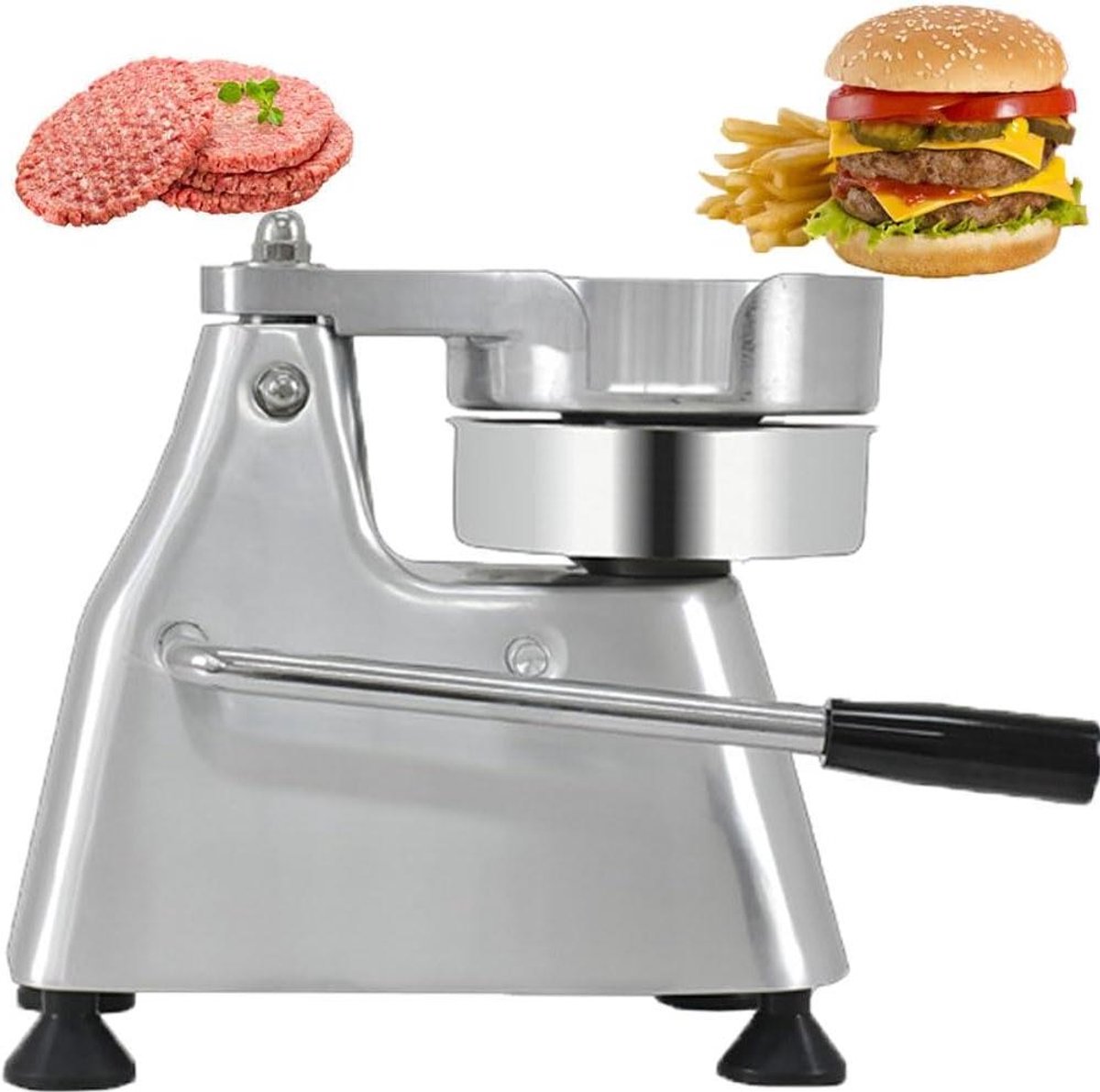 Hamburger Patty Maker Burger Pers Vlees Vormen Tijdbesparende Bediening 100 mm Zilverkleurig