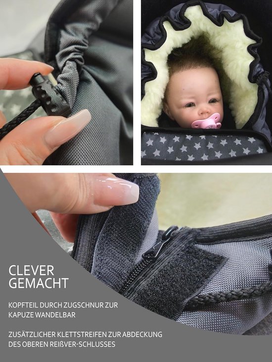 Baby Voetenzak - Autostoel Muts - Warm Blijven - Waterafstotend - 75 x 40 cm - Sterren Bordeaux — afbeelding 5