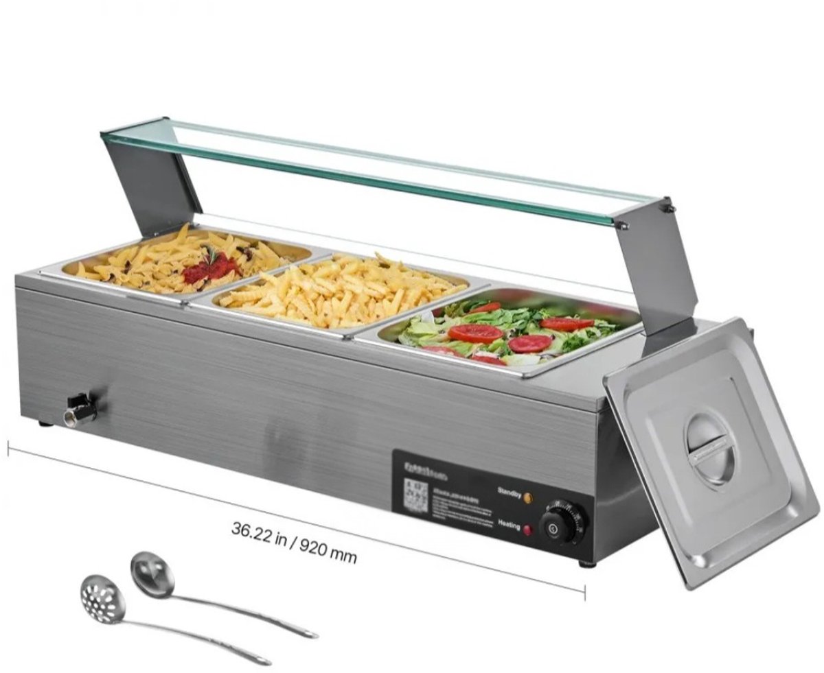 Au Bain Marie -Voedselwarmer (3 x 1/2 formaat containers)