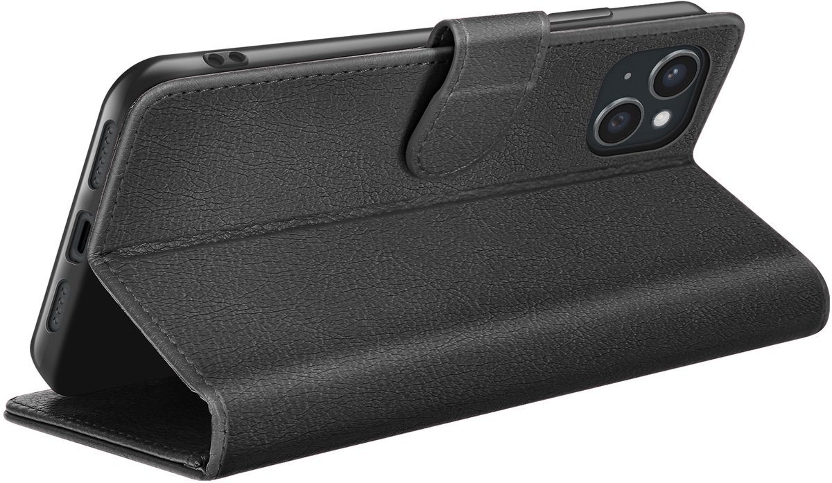Zanae, Hoesje geschikt voor iPhone 15 Plus - Wallet Case & Magneetsluiting, Zwart