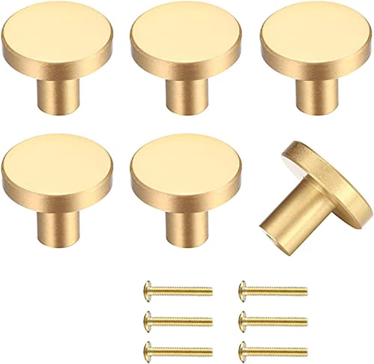 Mebelknoppen Set - Ronde Messing Knoppen - 10 Stuks 20x25mm - Goud - Voor Keuken Kast en Lade - Moderne Decoratie