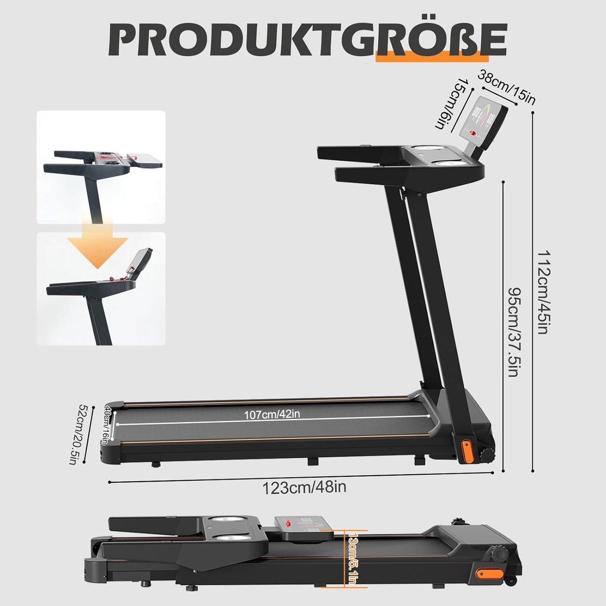 PowerStride Max Opvouwbare Elektrische Loopband met Hellingsfunctie en LCD Display – 3.0 PK Treadmill voor Thuis en Kantoor, Stil en Compact Wandelpad tot 180 kg, 1-12 km/u, 123 x 52 x 95 cm