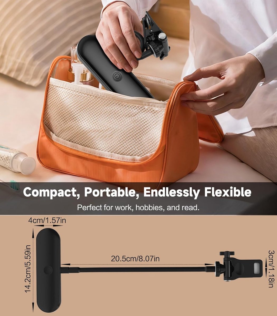 2-in-1 LED-leeslamp en bureaulamp, clip-on leeslamp geschikt voor in bed en bij het lezen van boeken, 7,9 inch flexibele videoconferentielamp, 3 instelbare kleurstanden, oplaadbare lamp geschikt voor laptops, mobiele telefoons en studeren. — cadeau in Gadgets - foto 2
