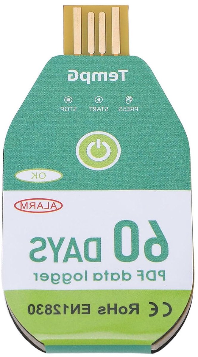Temperatuur Datalogger - Data Logger Temperatuur Recorder - Ketenlogistiek Monitoren - IP67 Waterbestendig - 18000 Datapunten - Wit