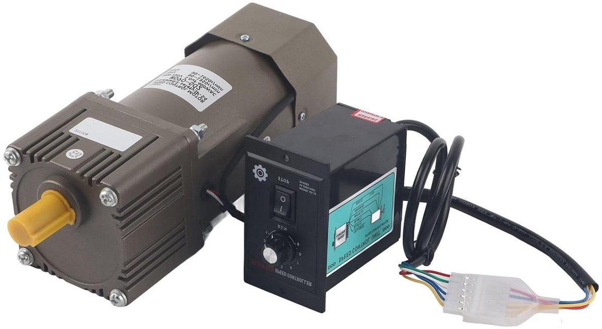 Stroommotor met Versnellingsbak - Industriële Motor - Snelheid Regelen - Traploos Instelbaar - 90 W - Metaal