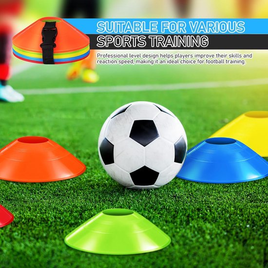 Voetbal Trainingskegels - Sport Pionnen Platte Kegels - Behendigheidstraining Markering - Lichtgewicht Ontwerp - 30 Stuks - Multicolor — afbeelding 3