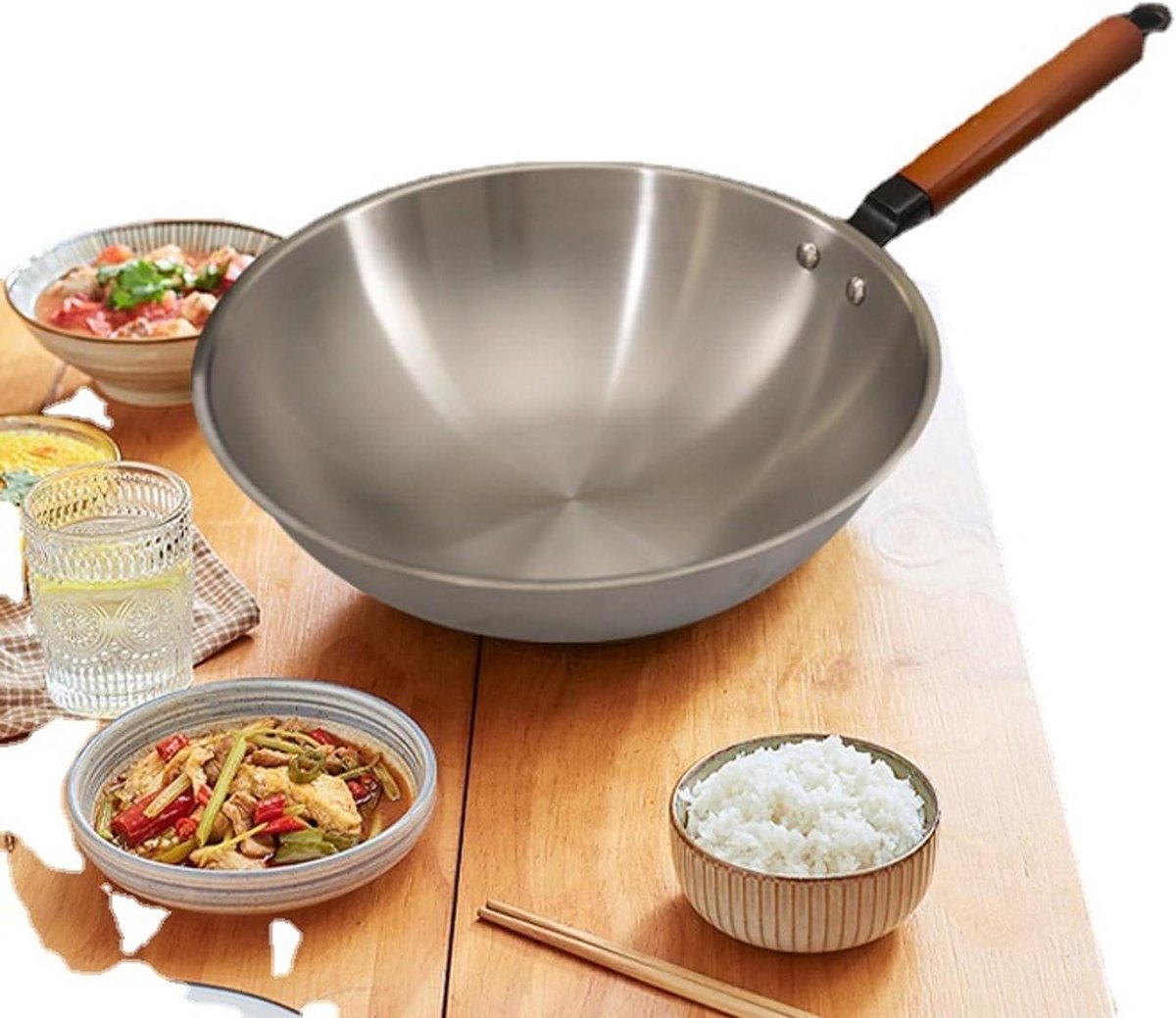 Wokpan Met Deksel - Grote Koekenpan - Lekker Koken - Titaniumlegering - 30 Cm - Zwart