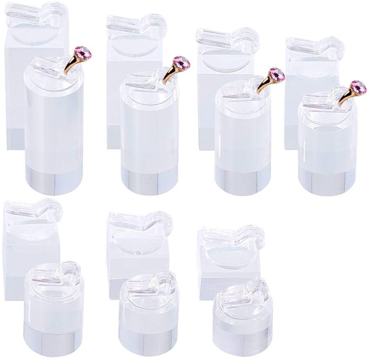OmGoods - Dailygoody - Transparante Acryl Sieraden Display - Ringhouder - Perfect voor Etalages - Vierkante Basis - 14 Compartimenten - Geschikt voor Dames - Wi