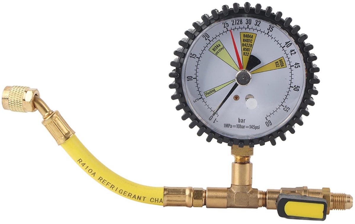 OmGoods - Dailygoody - 1/4 Manometer - Druktestmeter Airconditioning - 80 Mm - Geschikt voor R134a R22 R407C R410A R404A R507 R422D R32 - Perfect voor koela...
