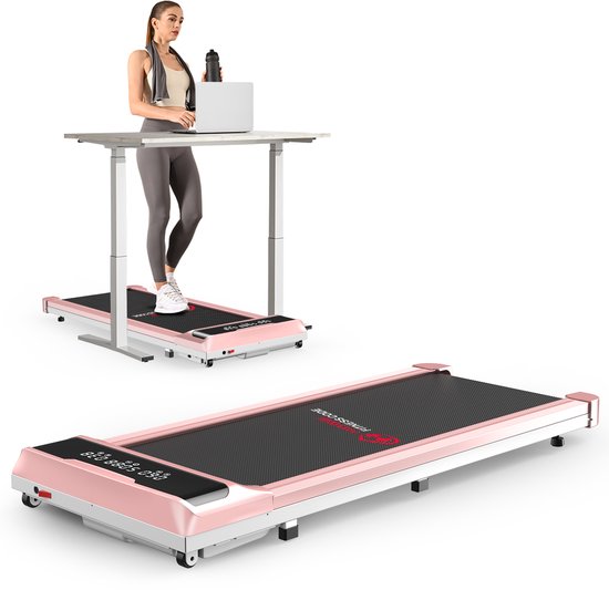 HOMEFITNESSCODE Draagbare loopband - 2 in 1 Stille Elektrische Loopband - loopkussen 1-10 km/u - 2,5 pk borstelloze motor - lcd-scherm - Roze