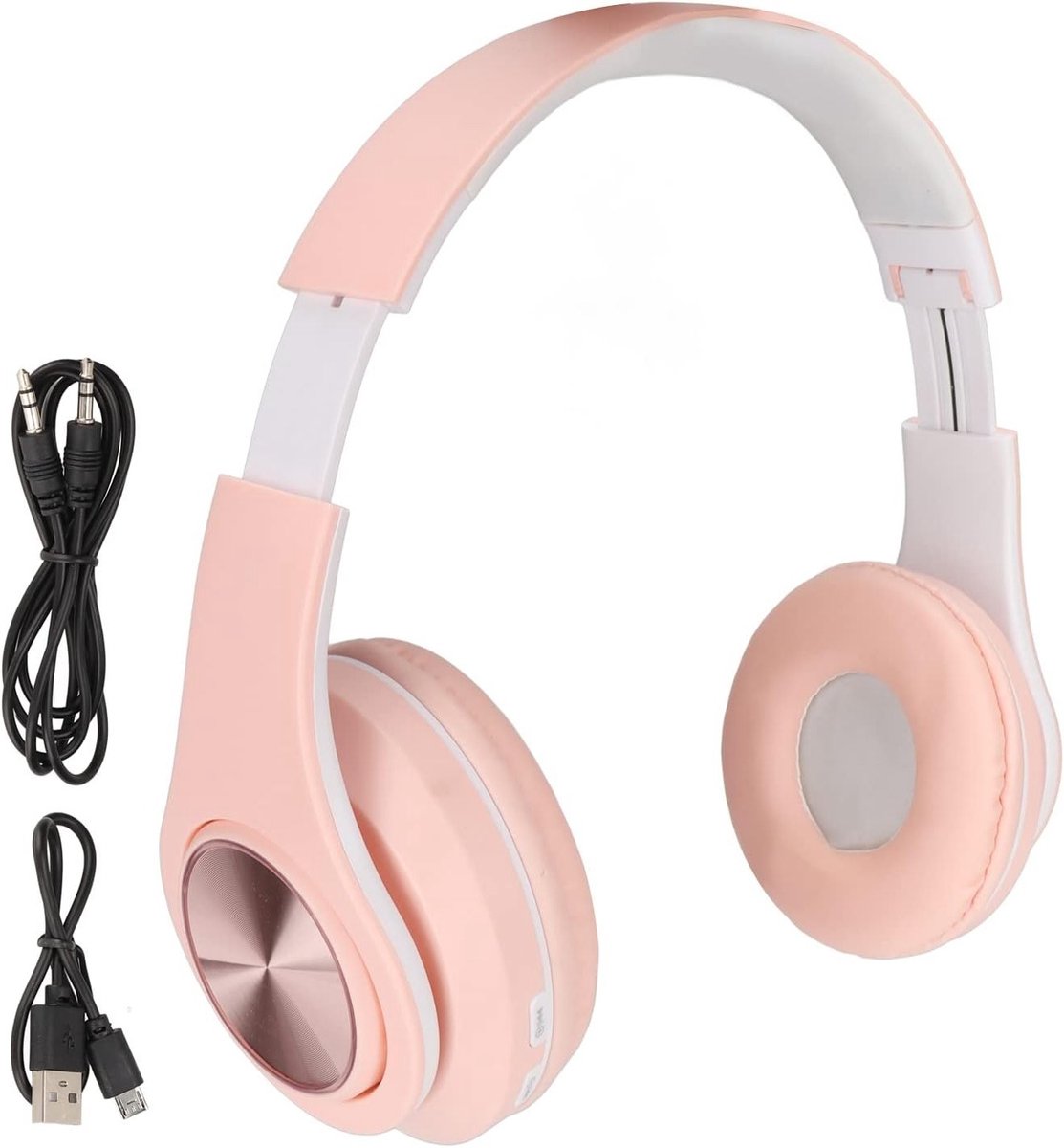 Draadloze Over-ear Hoofdtelefoon met Geluidsisolatie en Kleurrijke Verlichting voor Telefoon en Laptop (Roze)