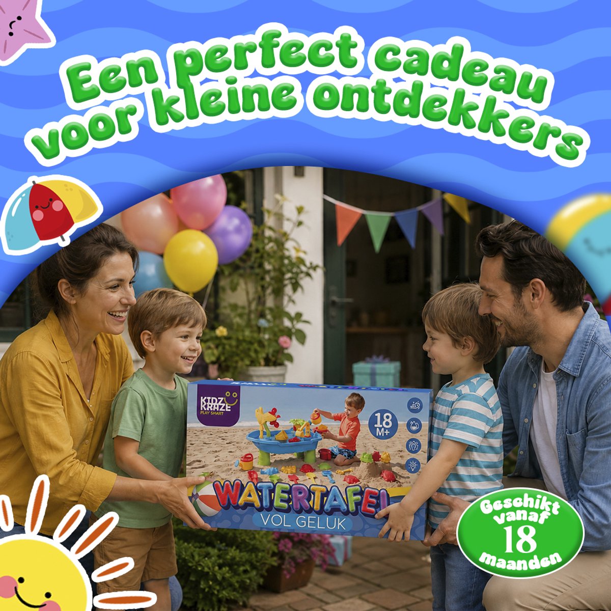 KidzKraze® Watertafel M - Buitenspeelgoed – Watertafel - Sensorisch Speelgoed - Activiteiten Tafel – Waterbaan - Zandtafel Voor Kinderen - Waterspeeltafel Speelgoed - Incl. Accessoires — afbeelding 8