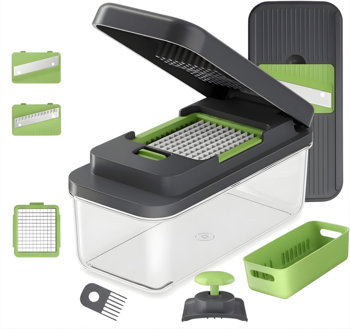 AHD® Mandoline - Groentesnijder - Groentensnijder - Groentesnijder Handmatig - Zwart/Groen - 25cm x 12cm x 12cm