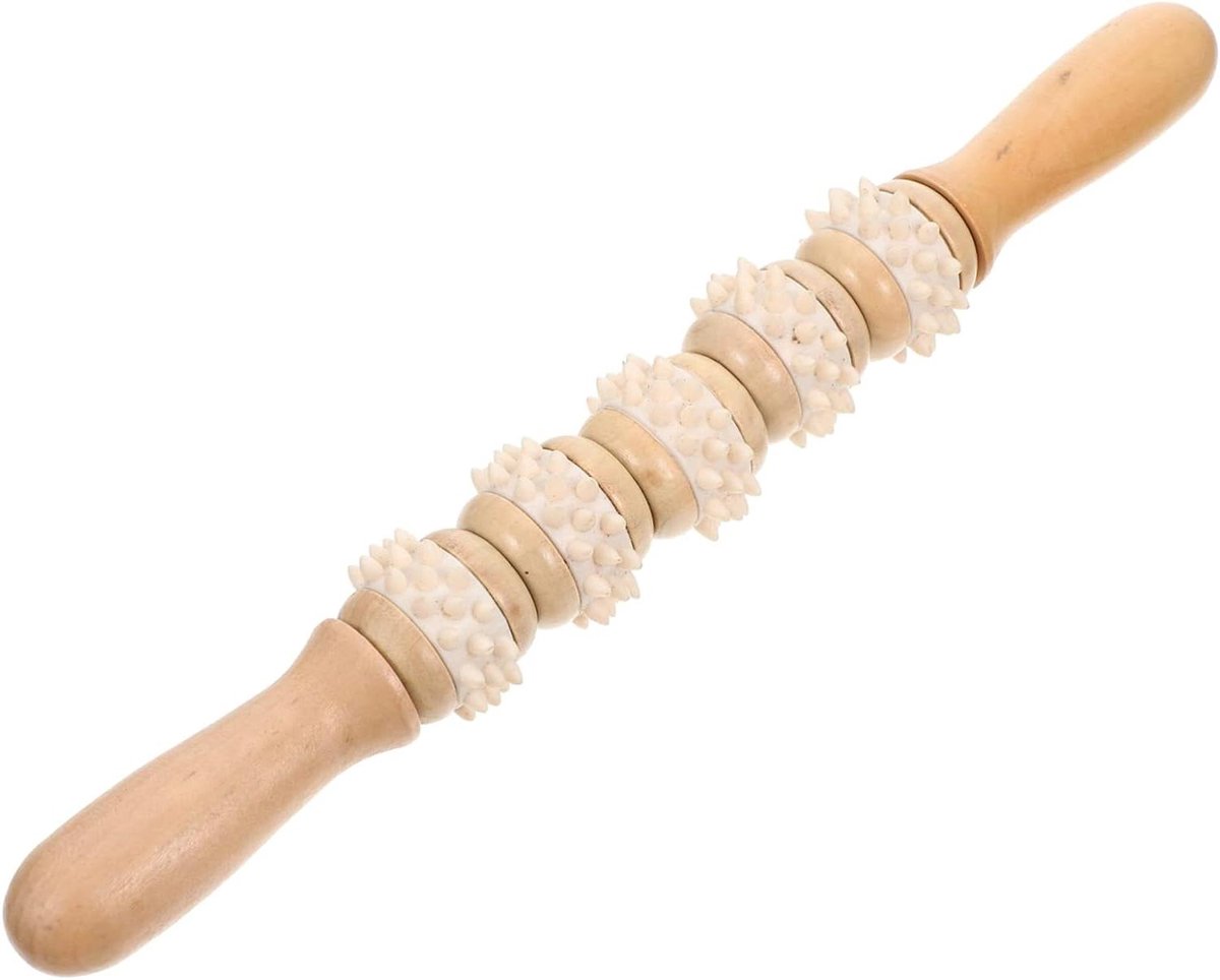 Houten Roller - Massage Stick - Spierontspanning - Ergonomisch Ontwerp - 27 cm - Houtkleur