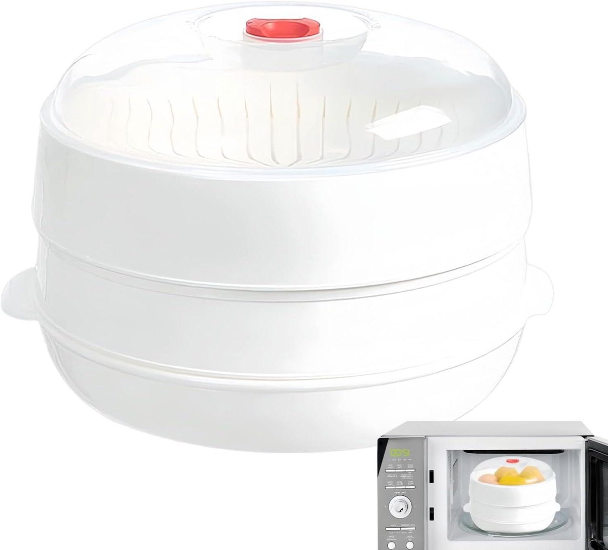 Magnetron Stoomkoker Deksel - Stoompan Deksel - Gezond Koken - Zelfs Warmteverdeling - Circular - Transparant